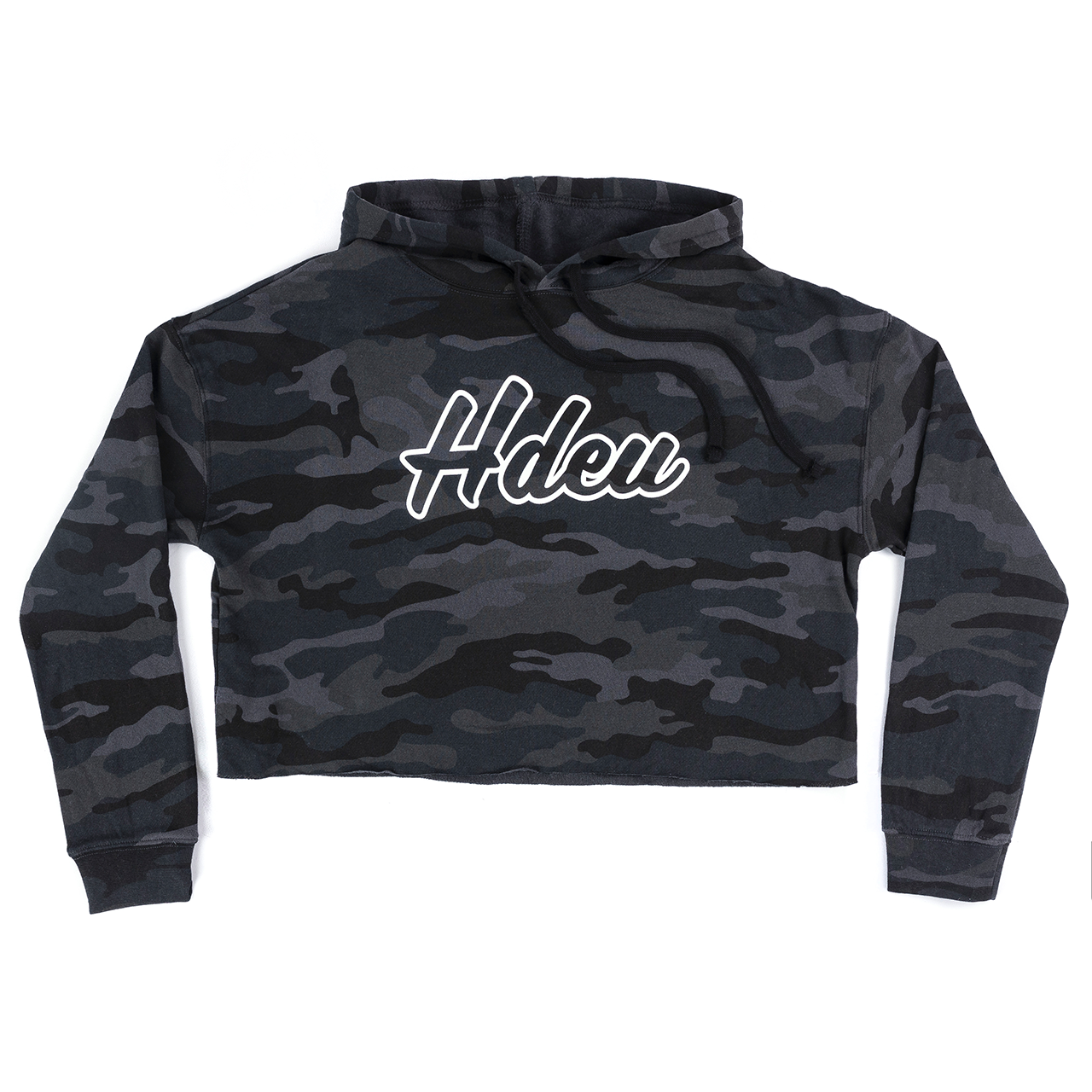 BLACK CAMO LOGO CROPPED HOODIE - Women’s Outerwear
