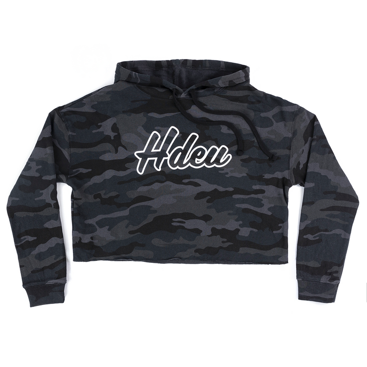 BLACK CAMO LOGO CROPPED HOODIE - Women’s Outerwear